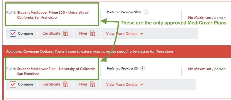 Approved Medicover Plans - Elite and Prime are the only approved MediCover options.