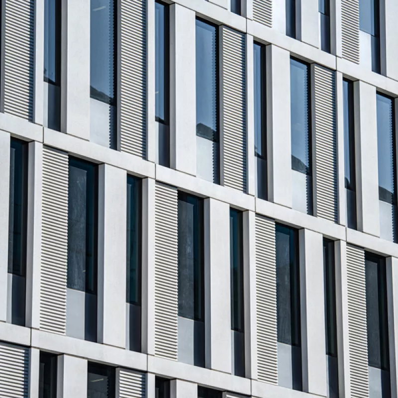 close up of geometric building facade