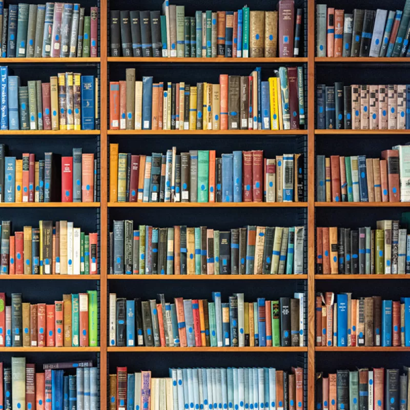 several shelf packed with hundreds of books
