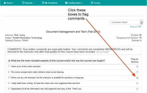 Flagging comments
