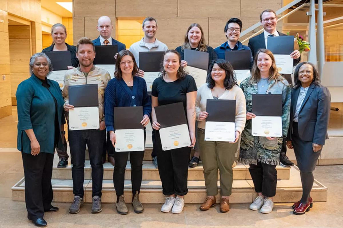 2024 Dean's Mentoring Award honorees pose for a photo with Dean Blake and Assistant Dean Allen