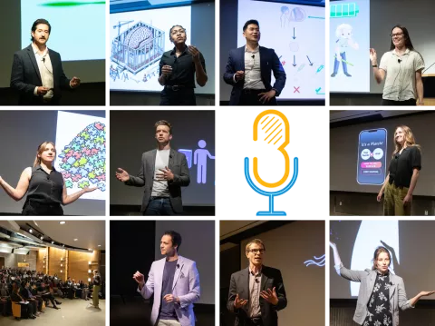 grid of photos showing Grad Slam finalists presenting their talks