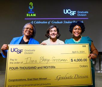 Grad slam winner 2024 with giant check