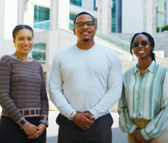 Christina Stephens, Jayson Davidson, and Sydney Williams, pictured at UCSF Mission Bay campus