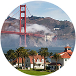 view of the golden gate bridge and presidio in san francisco